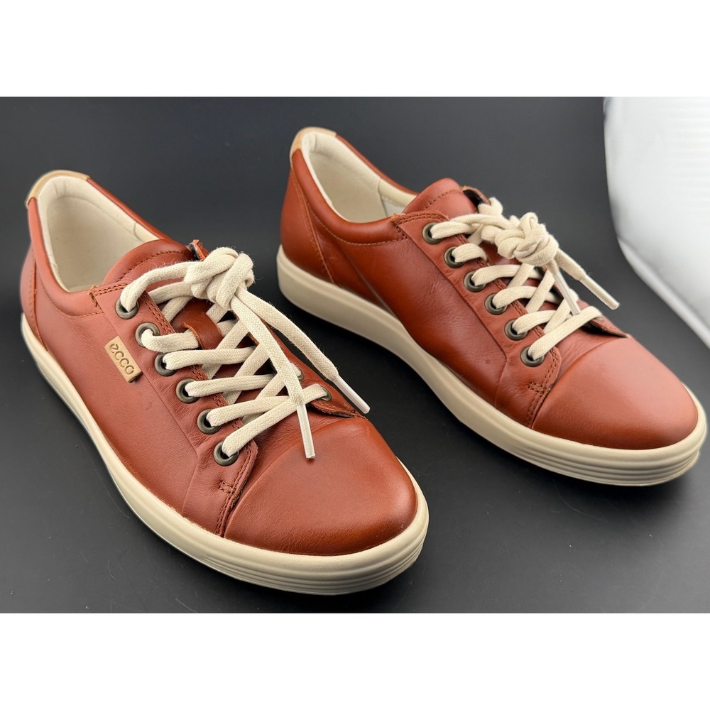 ECCO Soft 7-Brandy Brown Leather Sneakers, Womens Size 36, US 5-5.5 Extra Width